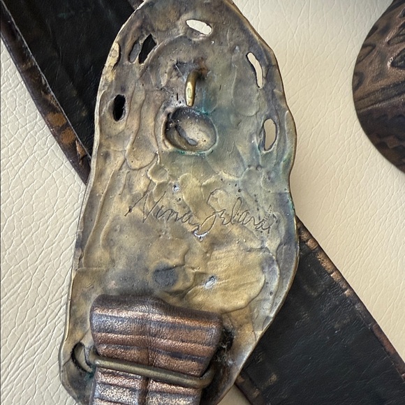 Nina Gelardi Womens Vintage 80s Signed Handmade Leather Belt - Picture 4 of 10